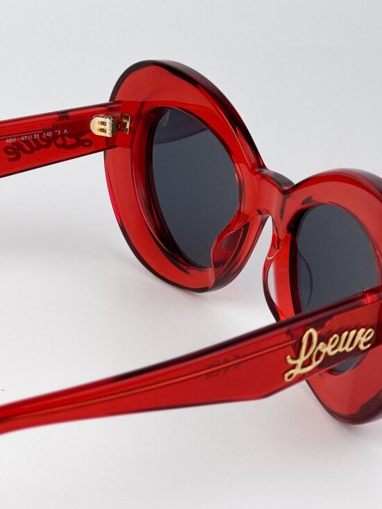 Loewe LW40112I CURVY 66V Butterfly Sunglasses – Shiny Transparent Red / Blue